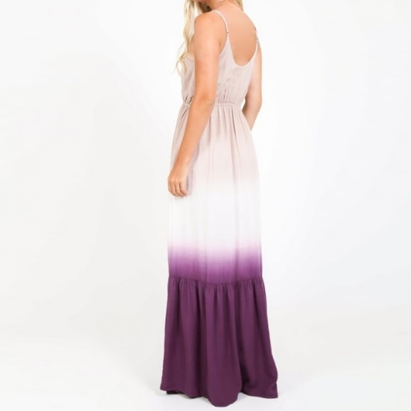 Purple Gradient Ombré Maxi Tiered Boho Dress - Picture 5 of 6